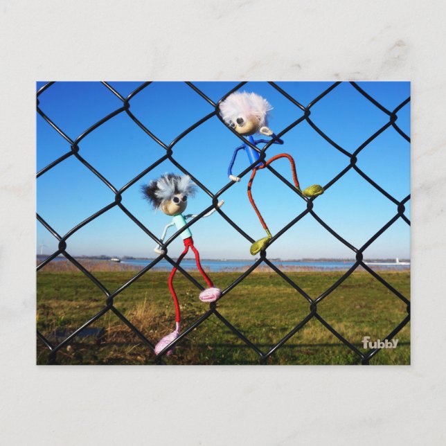 Fubby's climbing a fence. postcard (Front)
