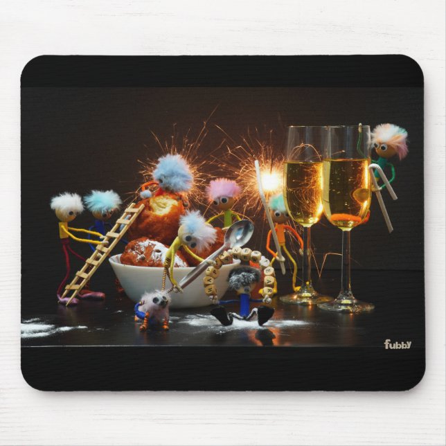 Fubby's New Year's celebration with holidays. Mouse Mat (Front)