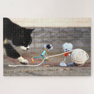 Fubby's playing with ball of string and Puss Ping. Jigsaw Puzzle