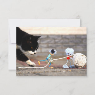 Fubby's playing with ball of string and Puss Ping. Thank You Card