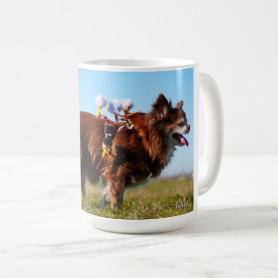 Fubby's riding on their doggy friend. coffee mug