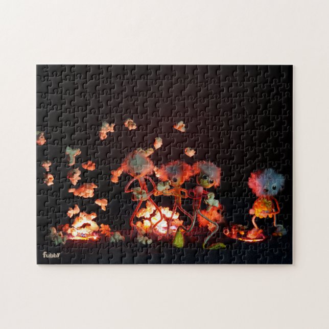 Fubby's with popcorn explosion from lava holes. jigsaw puzzle (Horizontal)