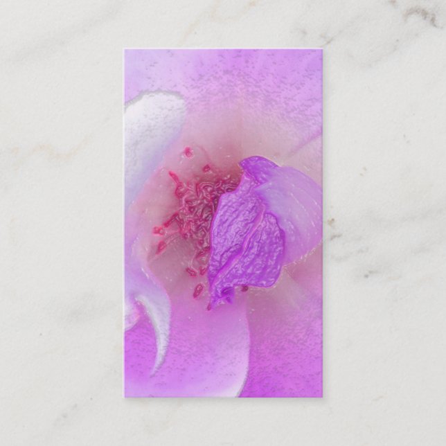*~*  Fuchia Pink Lavender Violet Rose Floral Spa Business Card (Front)