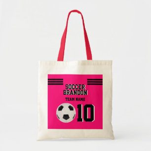 fuchia soccer ball mum girls team and coach  tote bag
