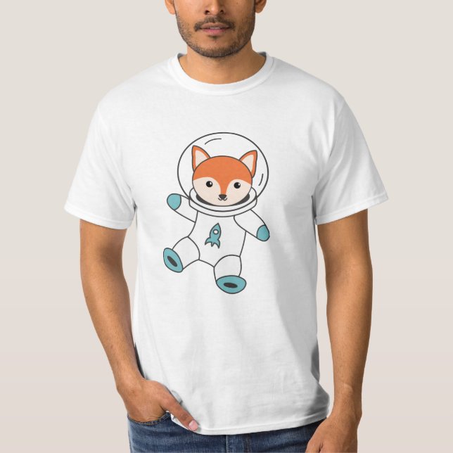 Fuchs Flies In Space As An Astronaut Rocket T-Shirt (Front)