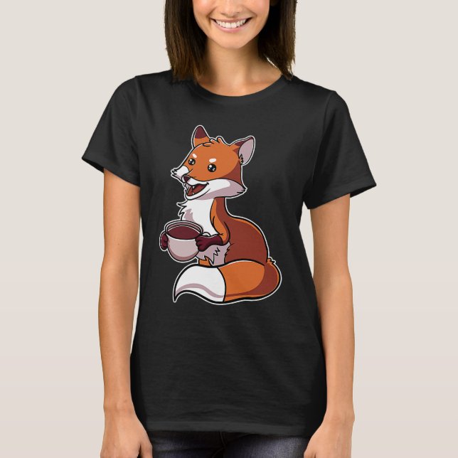 Fuchs Rotfuchs Drinking Coffee Beans T-Shirt (Front)