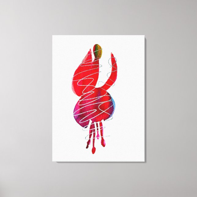 Fuchsia abstract watercolor floral canvas print (Front)