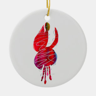Fuchsia abstract watercolor floral ceramic tree decoration