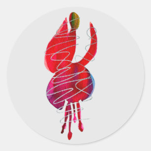 Fuchsia abstract watercolor floral classic round sticker