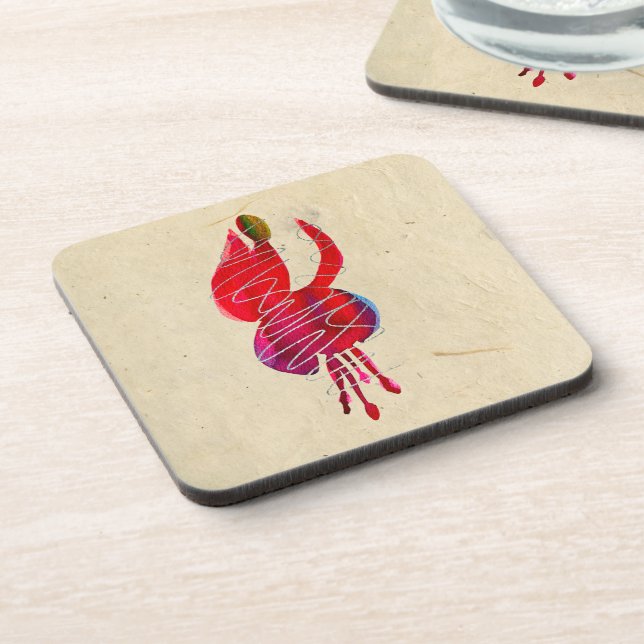 Fuchsia abstract watercolor floral coaster (Left Side)