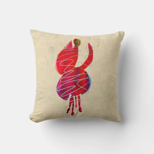 Fuchsia abstract watercolor floral cushion