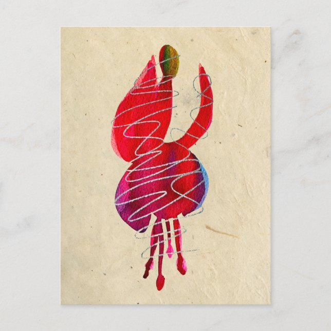 Fuchsia abstract watercolor floral postcard (Front)