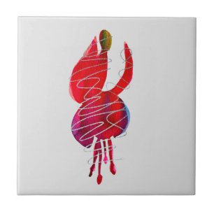 Fuchsia abstract watercolor floral tile