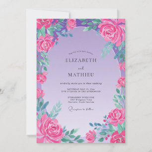 Fuchsia Amethyst Rose Wedding Invitation