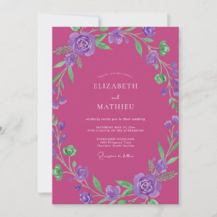 Fuchsia Amethyst Vine Wedding Invitation