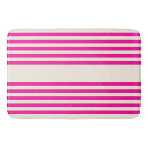 Fuchsia and beige five stripes pattern bath mat