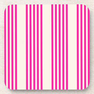 Fuchsia and beige five stripes pattern coaster