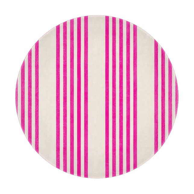 Fuchsia and beige five stripes pattern cutting board (Front)