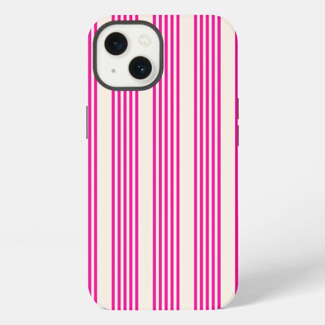 Fuchsia and beige five stripes pattern iPhone case (Back)