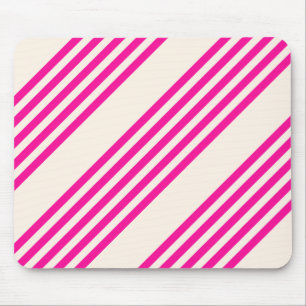 Fuchsia and beige five stripes pattern mouse mat