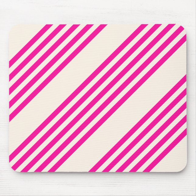 Fuchsia and beige five stripes pattern mouse mat (Front)