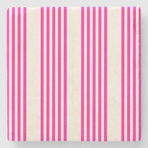 Fuchsia and beige five stripes pattern stone coaster