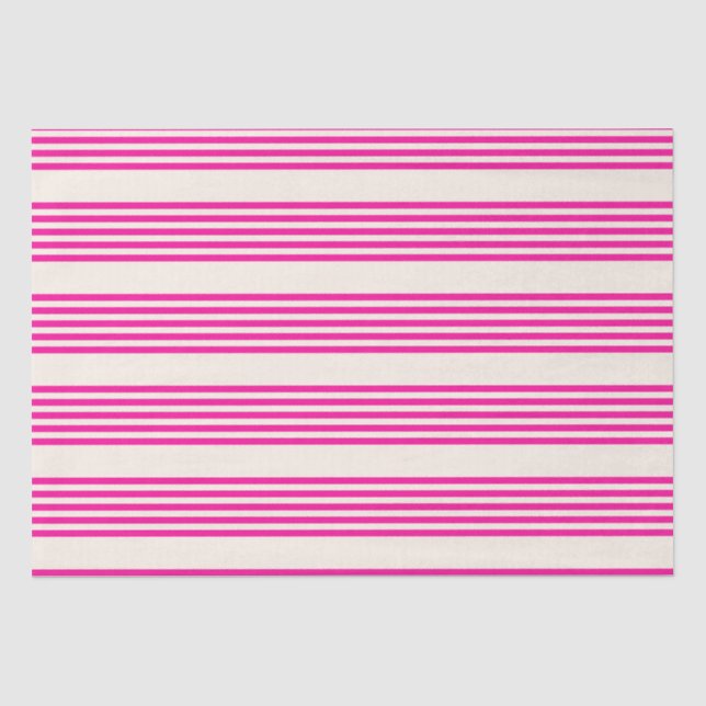 Fuchsia and beige five stripes pattern tissue paper (Front)