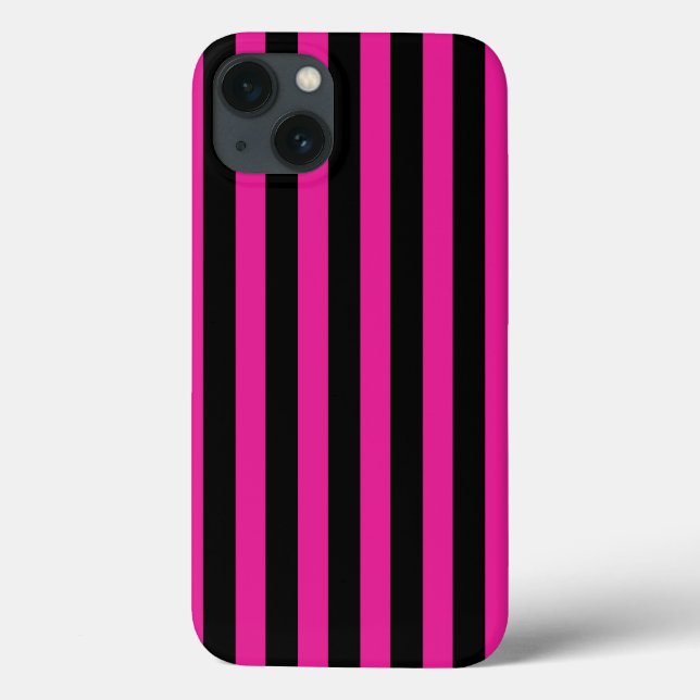 Fuchsia and black candy stripes Case-Mate iPhone c Case (Back)