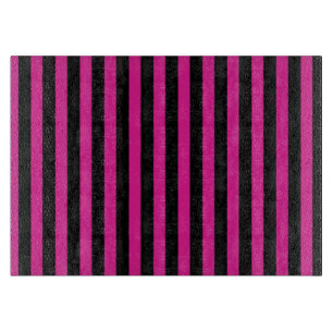 Fuchsia and black candy stripes cutting board