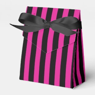 Fuchsia and black candy stripes favour box