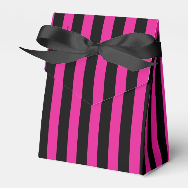 Fuchsia and black candy stripes favour box (Front Side)