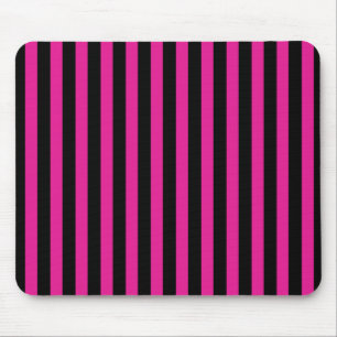 Fuchsia and black candy stripes mouse mat