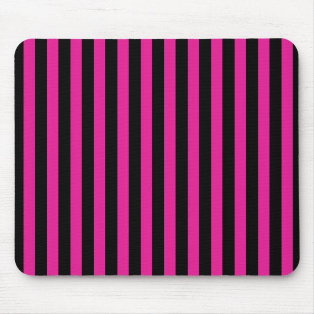 Fuchsia and black candy stripes mouse mat (Front)