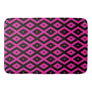 Fuchsia and black diamond pattern bath mat