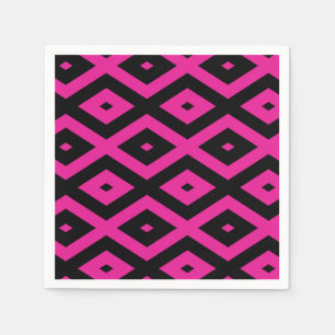 Fuchsia and black diamond pattern napkin