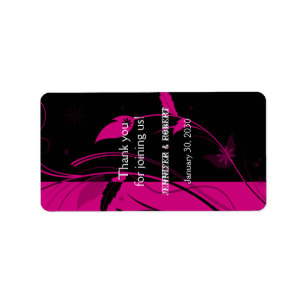 Fuchsia and Black Floral Wedding Lip Balm Label