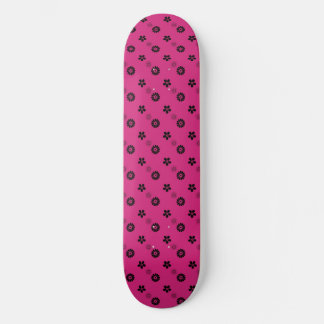 Fuchsia and Black Retro Flower Skatedeck Skateboard