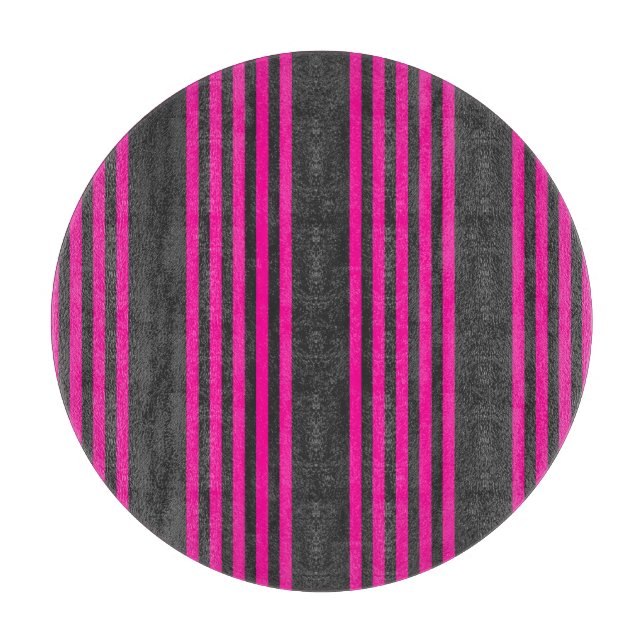 Fuchsia and charcoal five stripes pattern cutting board (Front)