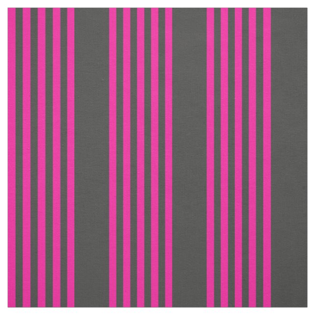 Fuchsia and charcoal five stripes pattern fabric (Swatch)