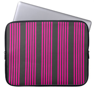 Fuchsia and charcoal five stripes pattern laptop sleeve