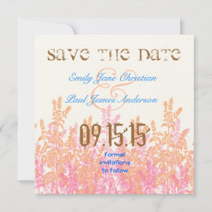 Fuchsia and Coral Bright Aqua Blue Save the Date