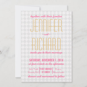 Fuchsia and coral pattern wedding invitations