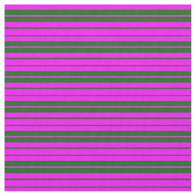 Fuchsia and Dark Green Coloured Pattern of Stripes Fabric (Close Up)