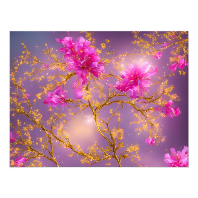 Fuchsia and Gold Florals Photo Print (Front)