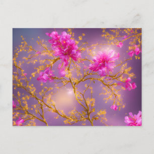 Fuchsia and Gold Florals Postcard