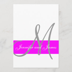 Fuchsia and Grey Modern Wedding Invitation