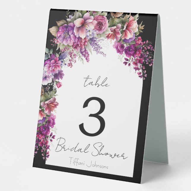 Fuchsia and Lavender Floral Arch Bridal Shower Tab (Front)
