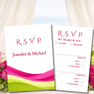 Fuchsia and Lime Green Modern Wedding RSVP Card
