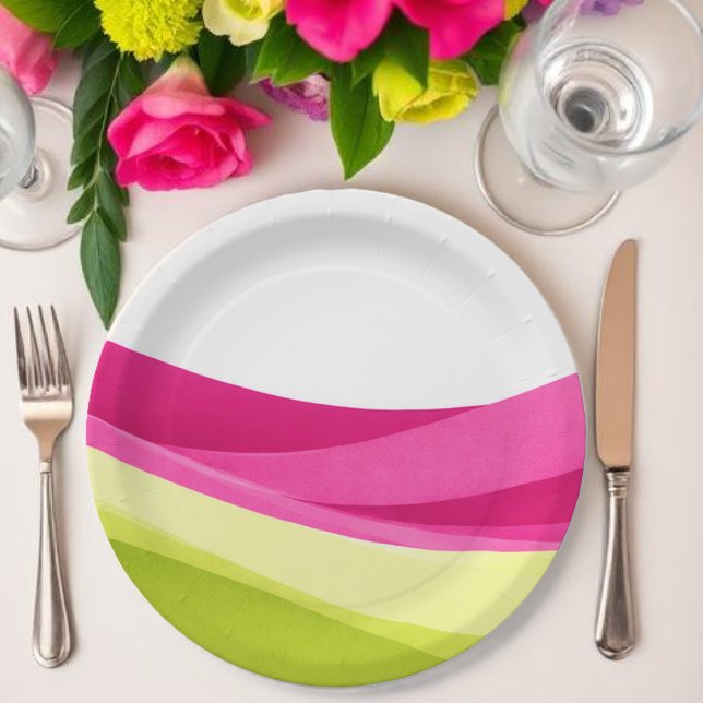 Fuchsia and Lime Green Paper Plate (Fuchsia and Lime Green Paper Plates)