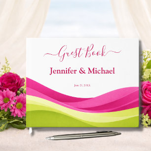 Fuchsia and Lime Green Wedding Guest Book
